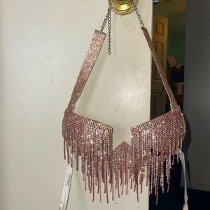 Women’s handmade rhinestone wire bra top